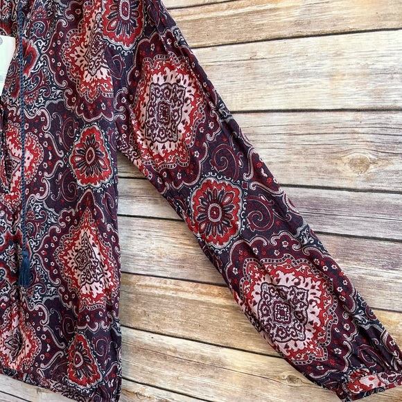 Lucky Brand Long Sleeve Tassel Blouse Size XS NWT - Picture 3 of 5